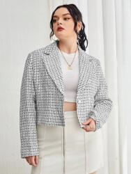 Shein Rövid kockás tweed blézer fehér-fekete 42-es