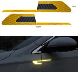  Set 2 stickere reflectorizante BUMERANG cu insertie Carbon 5D, culoare Galben FAVLine Selection (SREF-05)