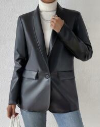 Emery Rose Blézer, fekete, bőr utánzat, Size S