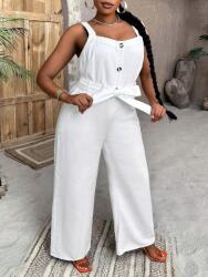 Shein Farmer Overál, nyitott vállakkal, fehér, Size XL