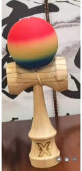 Flippy Kendama X Originala, Profesionala, Flippy, Inaltime 52 cm, SUPER BIG cu Cupe KING SIZE, Bila Super Sticky, Diametrul 17 cm, din Lemn, Multicolor (teo-164401)