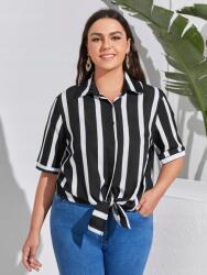 Shein Női csíkos ing, fekete-fehér, Size XL, 100% poliészter