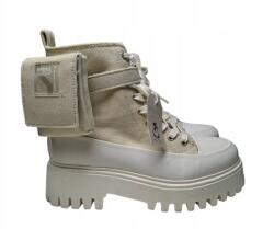 Bronx vászon bokacsizma, bézs, Size 38, platformos (47345-N)