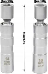 Rockforce gyertyakulcs, 14mm/16mm, mágneses, univerzális (52308)