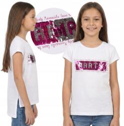 Primark Fehér póló, flitteres, Size 146cm, 100% viszkóz, sellő motívum