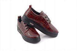 Ravini Félcipő, bordó, valódi bőr, kígyómintás, Size 38 (116.781 r27 tbhatay)