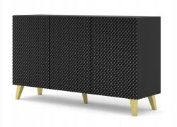 Homlando Ravenna C komód, 150cm, fekete fényes lábak (5903769735174)