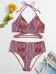 Shein Tribal boho bikini fürdőruha, Size XL, többszínű, 82% poliészter, 18% spandex