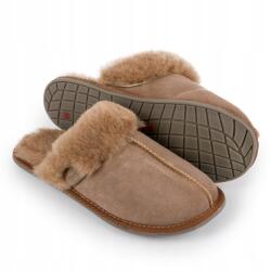 IRE SHOES Női papucs, Size 37, természetes bőr, barna, báránygyapjú bélés, velúr (KDPVC23-179-37)
