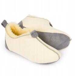 IRE SHOES Női Téli Gyapjú Papucs, báránybőr, ekrü, szürke talp (BSS2212/48-107 - 38)