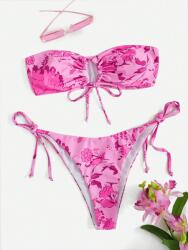 Shein virágmintás bikini, rózsaszín, Size S, 82% poliészter