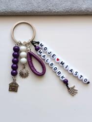 Alekorale-elbląg Lila kulcstartó, Nap, ház, bármilyen város felirattal (163)