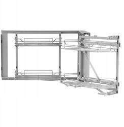  Konyhai sarokrendező, 2 szintes, kihúzható, króm, 4 polcos (5907021455077)