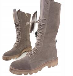 Nicole Trapper bakancs, velúr bőr, Size 40, taupe színű, 34cm magas (3103)