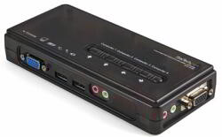 StarTech - 4 portos fekete USB KVM kapcsolókészlet kábelekkel és hanggal - SV411KUSB (SV411KUSB)