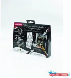 uni Krétamarker folyékony 1, 8-2, 5mm Uni-Posca PWE-5M 4 db-os Karácsonyi elegáns készlet (65294) - nyomtassotthon