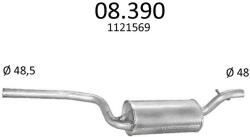 Edex 08-390 középső kipufogó dob - FORD Focus Mk1 (K08-390ALU-ED)