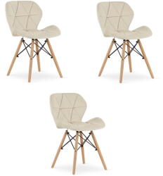  Valora WAKO bársonyszék, bézs, modern dizájn, fa bükkláb, 3 db