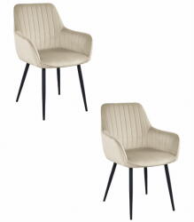  Valora SELO szék, bézs, bársony, fekete lábak, 2 db-os szett