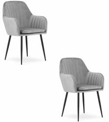  Valora LUGO szék, ezüstszürke bársony, fekete lábak, nappaliba, 2 db