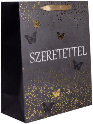  Ajándéktasak fekete-arany pillangós „Szeretettel 11x14 cm