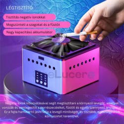 OneLucero Okos elektromos hamutartó, HEPA szűrővel, negatív ionokkal és aktív szénnel, 3 sebességi fokozat, időbeállítási funkció, ideális akár 25 m2-es helyiségekhez, 8000 mAh-s akkumulátor, kerámia és ABS, sz