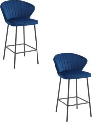  Valora GATTA bárszék, sötétkék, bársony, fekete lábak, 2 db