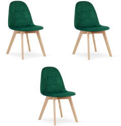  Valora NUUC szék, sötétzöld bársony, ergonomikus kialakítás, 3 db