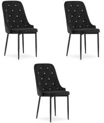  Valora REMI bársony szék, fekete, fém lábakkal, 3 db