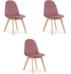  Valora NUUC szék, sötét rózsaszín bársony, ergonomikus kialakítás, 3 db