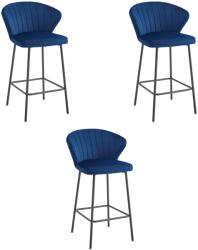  Valora GATTA bárszék, sötétkék, bársony, fekete lábak, 3 db