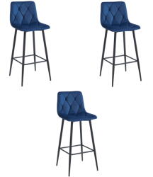  Valora KODA SZÉK, sötétkék, bársony, fekete lábakkal, 3 db