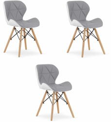  Valora WAKO öko bőr szék, szürke-fehér, modern dizájn, 3 darabos szett