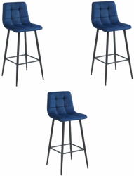  Valora TEOTO konyhai szék, sötétkék, bársony, fekete lábak, 3 db