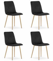  Valora JEWA székek - Fekete bársony ülések fa színű lábakkal x4