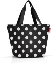 Reisenthel SHOPPER M fekete, nagy fehér pettyes közepes méretű divattáska ZS7073
