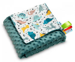 Sensillo kétoldalas babapléd 75x100cm - zöld dinók