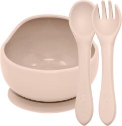 Petite&Mars TAKE&MATCH Szilikon 2 részes étkészlet, tál+evőeszközök, homok