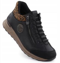 RIEKER Női Bélelt Bakancs, fekete, cipzáras, Size 37 (N1457-00)
