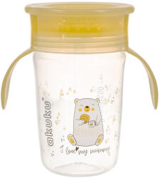 AKUKU 360°-os itatópohár, 240 ml, kétfüles - Sárga (A0670)