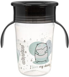 AKUKU 360°-os itatópohár, 240 ml, kétfüles - Fekete (A0671)