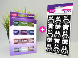 TYTOO Csillámpor szett 12 x 2, 5 ml alap színek (basic colours) + Labubu sablon szett (VZM-KOPXX1800041) - officetrade