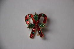  Arannyal bevont csillogó árpacukor bross áttetsző cirkónia kristályokkal (0529. ) (XR15025F-1)