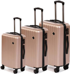 Dollcini Világjáró Bőrönd Szett - Több Méretben és Színben - 3 db set - Rózsa-arany (357690_121D)
