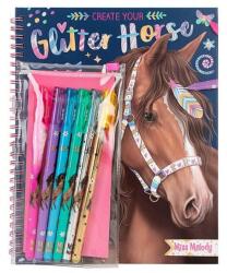 Miss Melody lovas kifestőkönyv glitteres zseléstoll készlettel - 24x2, 5x19, 8 cm (IMO-DP-12931) - lurkojatek