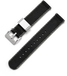  Curea din tesatura de nylon neagra cu gri brida metalică 24mm - ceas-shop