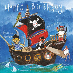 Alex Clark Képeslap Alex Clark borítékkal, 14x14 cm, Kalóz állatok HBD (AC304)