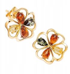  Arany Lóhere Fülbevaló eredeti Borostyánból 925 Aranyozott (CzarBursztynu 1e31)