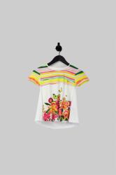 Desigual Krémszínű Póló, színes csíkokkal, Size 9-10L (477040)