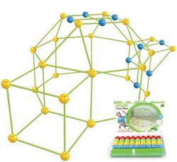  Kit de Constructie Fort 3D pentru Copii, Flippy, 560 g, 36 Sfere, 51 Tije, Panza Verde Impermeabil, 3 ani, Educativ, Multicolor (126421)